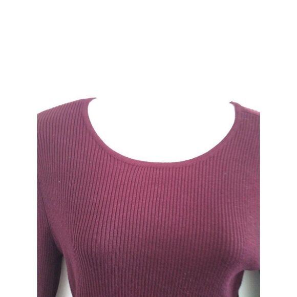 Hooked Up Tied Long Sleeve Sweater L Burgundy - Picture 3 of 6